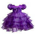 thumbnail image 3 of Gubotare Toddler Dresses for Girl Tulle Flower Girl Dress for Wedding Floral Pageant Dress with Train Princess Ball Gown for Girls,Purple 6-7 Years, 3 of 9