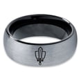 thumbnail image 2 of Tungsten Gaming Gamer Zelda Legend Sword Shield Band Ring 8mm Men Women Comfort Fit Black Dome Brushed Gray Polished, 2 of 4