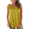 thumbnail image 2 of Womens Loose Fitting Tunic, Casual Flowy Tank Tops, 2025 New Trendy Sleeveless Summer Blouse Tops Tank Tops with Built in Bra Yellow L, 2 of 6