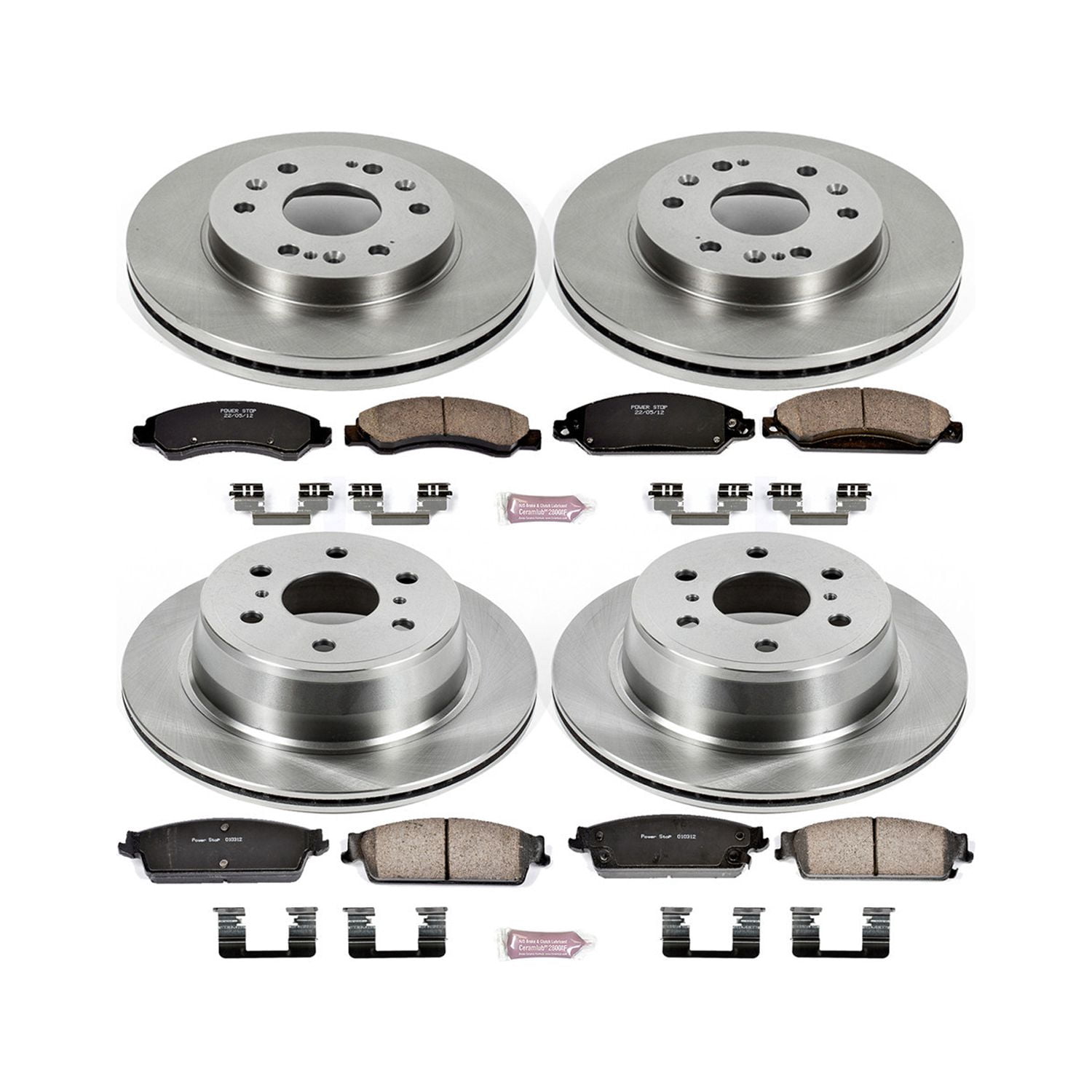Power Stop Front and Rear Stock Replacement Brake Pad and Rotor Kit KOE2068