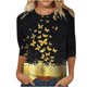 thumbnail image 2 of ICHUANYI Clearance Women's Fashion Printed T-shirt 3/4 Sleeves Blouse Round Neck Casual Tops(Yellow, XL) ICHUANYI WER2023080810984, 2 of 5