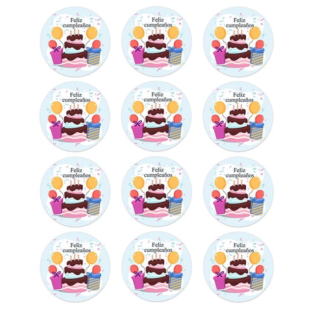 Pegatinas de decoración de fiesta de cumpleaños española, 4,5 cm, regalo de feliz cumpleaños para ti y pastel, adhesivo de sellado para hornear