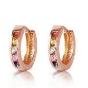 Galaxy Gold 1.3 CTW 14k Solid Rose Gold Hoop Earrings with Natural Multi Color Sapphires