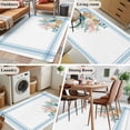 thumbnail image 5 of 3'x5' Rug for Living Room Bedroom, Blue Coastal Washable Area Rugs Non-Slip Carpet Mats, Nautical Starfish Eucalyptus Leaf Coral Striped Indoor Low Pile Area Rug Runner for Kitchen, Mudroom, 5 of 8