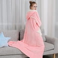 thumbnail image 5 of Lindreshi Robes for Women with Hood Womens Splice Hooded Thicken Coral Fleece Robe Pocket Bathrobe Sleepwear Pajamas, 5 of 6