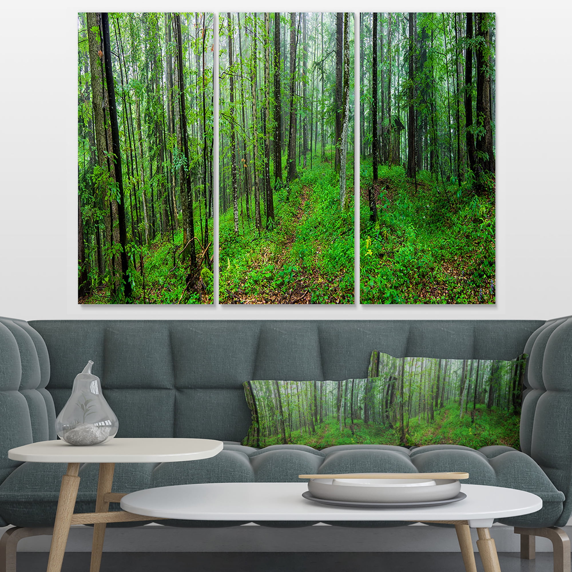 Designart 'Green Wild Forest with Dense Trees ' Forest Canvas Art Print