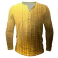 thumbnail image 3 of VBTAPA Men's Henley Shirt Long Sleeve Gradient Printed Button T-shirt Lightweight Casual Athletic Tees Workout Muscle Shirts Clearance Items Yellow L, 3 of 4