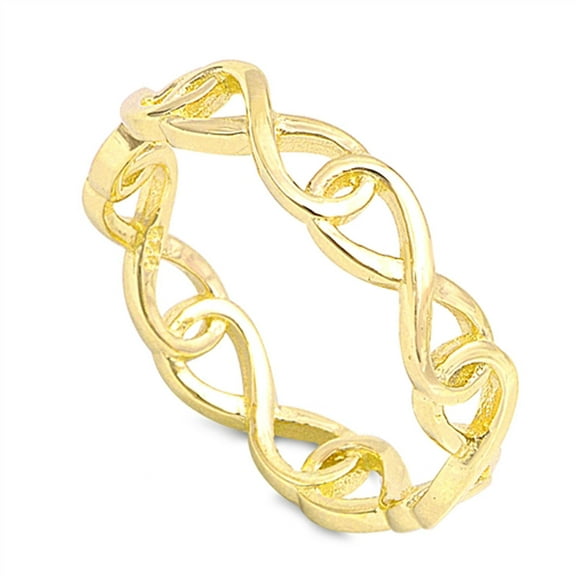 CHOOSE YOUR COLOR Gold-Tone Eternity Infinity Knot Ring New .925 Sterling Silver Band