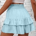 thumbnail image 4 of 2026 Shorts for Women Trendy Summer High Waisted Ruffle Tiered Skirt Skorts Dressy Casual Cute Flowy Beach Vacation Shorts Sky Blue M, 4 of 5