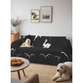 thumbnail image 6 of Black Modern Couch Cover for 2 Cushion Sofa, Farmhouse Rabbit Abstract Art Washable Loveseat Sofa Covers Slipcover for Sectional Sofas L-Shaped, Couch Throw Cover 71"x118", 6 of 9