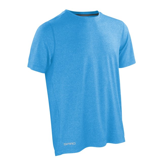 Spiro - Camiseta de fitness manga corta Modelo Shiny Marl hombre caballero (Azul Oceano/Gris phanton)