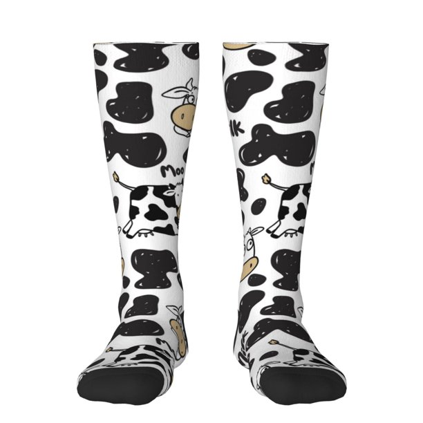 Fotbe Cow Calcetas Divertidas Estampadas para Hombre y Mujer, Calcetas de Algodón hasta la Rodilla para Caminar, Correr, Enfermería y Embarazo