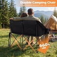 thumbnail image 2 of Gymax Double Camping Chair w/ Cup Holders Glass Racks & Mesh Pockets Carry Bag Black, 2 of 10