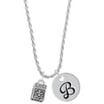 thumbnail image 1 of Delight Jewelry Silvertone Prayer Box Silvertone Script Initial Disc - B - Charm Necklace, 20"+3", 1 of 4