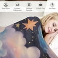 thumbnail image 3 of ONETECH  Moon Blanket for Kids, Moon with Colorful Rainbow Clouds and Starry Stars Blanket, Galaxy Universe Space Blanket for Boys Girls, Soft Plush Kids Blanket, Blue Pink Purple,, 3 of 6
