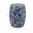 thumbnail image 5 of Decorative Chinoiserie Stool for Outdoor Side Table - Ceramic Hydrangea Floral Pattern for Indoor Garden and Patio Area - Home Decor Accent Stool for Plant Stand Display - 18", Blue & White, 5 of 16