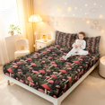 thumbnail image 3 of Homewish Wild Mushrooms Bed Sheets,Retro Fungus Plants Full Size Sheets,Red Green,4pcs,1 Flat Sheet, 1 Fitted Sheet and 2 Pillowcases, 3 of 6
