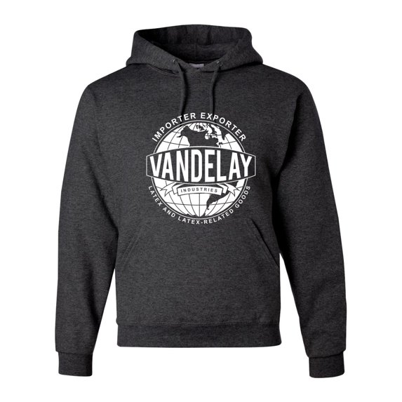 Wild Bobby, Vandelay Industries Shirt Latex-Related Goods Seinfeld, Pop Culture, Unisex Graphic Hoodie Sweatshirt, Heather Black, Small