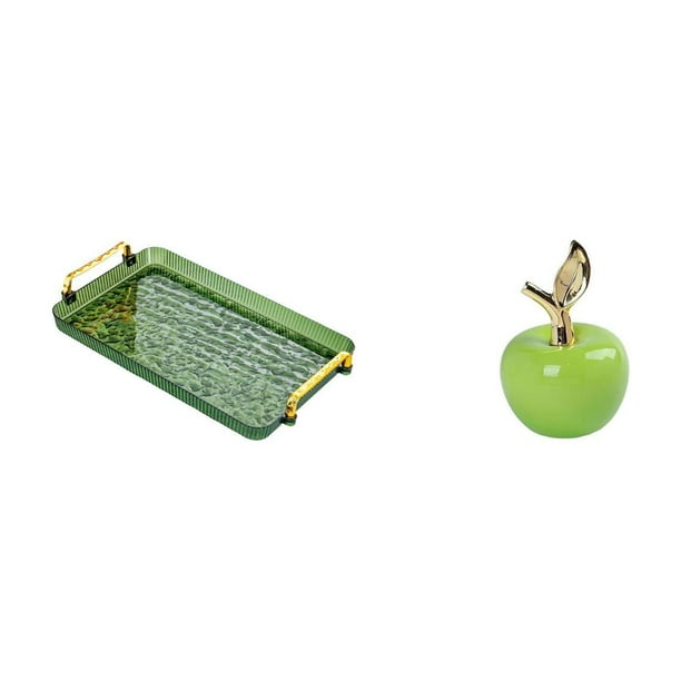 Bandeja para servir,Bandeja rectangular para servir en la cocina con asa,Estatua,Estatua de fruta artificial Escultura Artesanías,Colección de figuras de cerámica para decoración del hogar