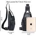 thumbnail image 6 of BULLCAPTAIN Men's Genuine Leather Sling Bag, Retro Chest Shoulder Crossbody Backpack with USB Charging Port & Earphone Hole (Black), 6 of 8