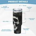 thumbnail image 5 of Sikiie Black White Hat Skull Insulated Stainless Water Bottle Lid Travel Mug Cup Insulated Tumblers Cup 40oz Ice Bully With Handle, 5 of 8