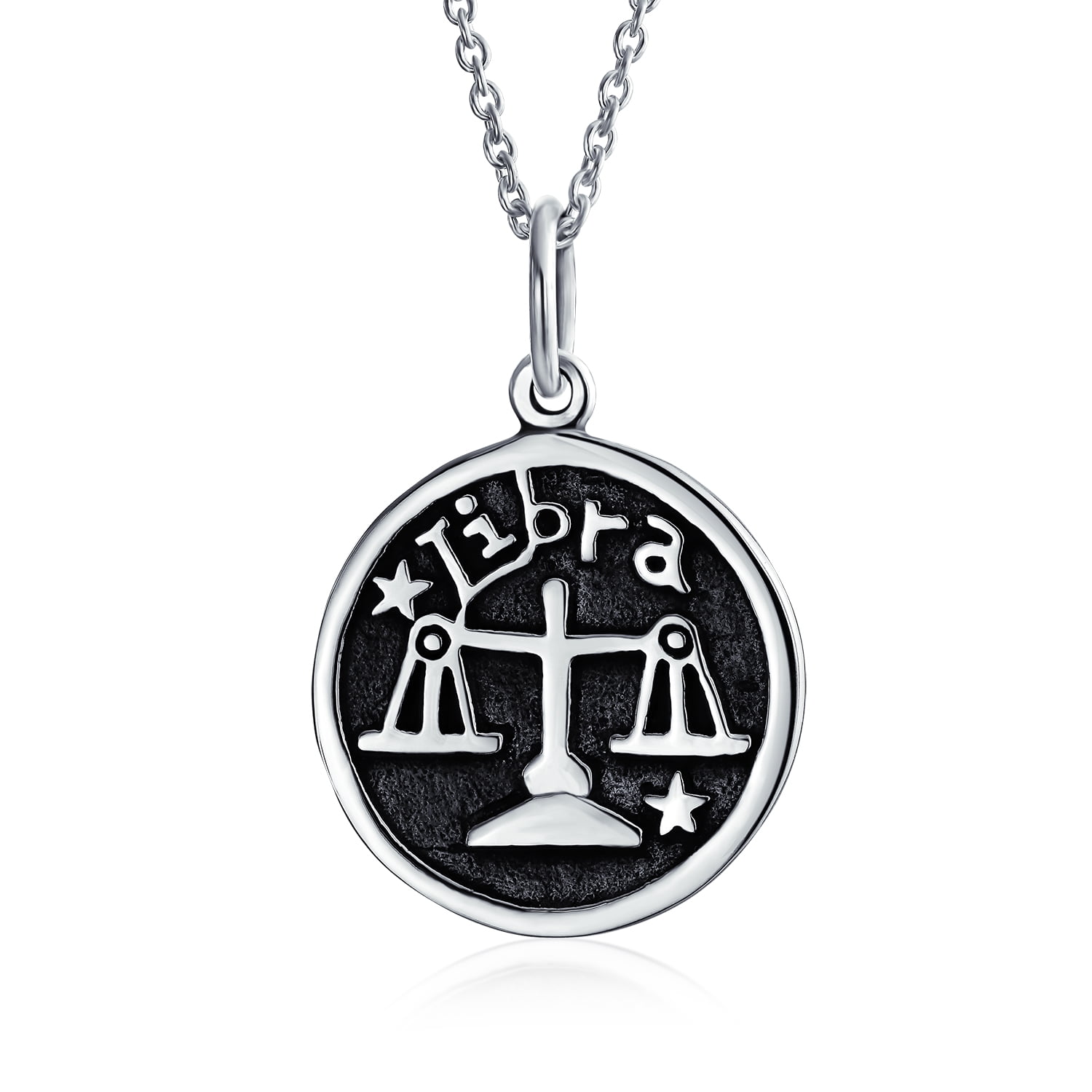 Libra Zodiac Round Medallion Pendant 