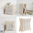 thumbnail image 2 of Stylish Decorative Magazine Rack Portable Macrames Desktop Storage Rack with Wood Frame for Books Magazines and More, 2 of 5