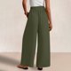 thumbnail image 4 of Pantalones de la Cintura Elástica de las Mujeres de Color Sólido Bolsillo Casual Pantalones de Moda 95% Poliéster 5% Spandex, Nuevos Pantalones Estirables para el Uso Diario, 4 of 9