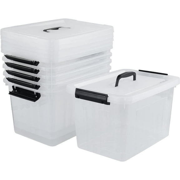 Clear Large Storage Box, Plastic Latch Box with Wheels,