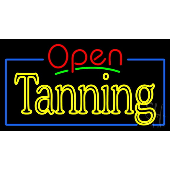 Red Open Double Stroke Tanning LED Neon Sign 20 x 37 - inches, Black Square Cut Acrylic Backing, with Dimmer - Bright and Premium built indoor LED Neon Sign for Defence Force.