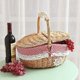 thumbnail image 4 of Cesta de picnic de mimbre tejido con tapa - Estilo rústico con forro de algodón a cuadros rojos y blancos - Cesta de presentación para picnics y fiestas, 4 of 5