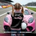 thumbnail image 4 of Hot Wheels Girls Bomber Jacket with Race Car Graphic Design Zip Up Varsity Jacket for Big Kids and Teens (Sizes 7-16), 4 of 6