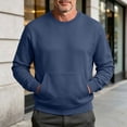 thumbnail image 2 of ZUBMGKTE Mens Crewneck Sweatshirt Fleece-Lined Pullover with Kangaroo Pocket, 2 of 10
