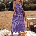 thumbnail image 2 of Robe Hawaïenne Sans Manches design Nuances de Fruits de Pain Violet Robes Décontractées Robe d'Été pour Femmes Robe d'Anniversaire, 2 of 4