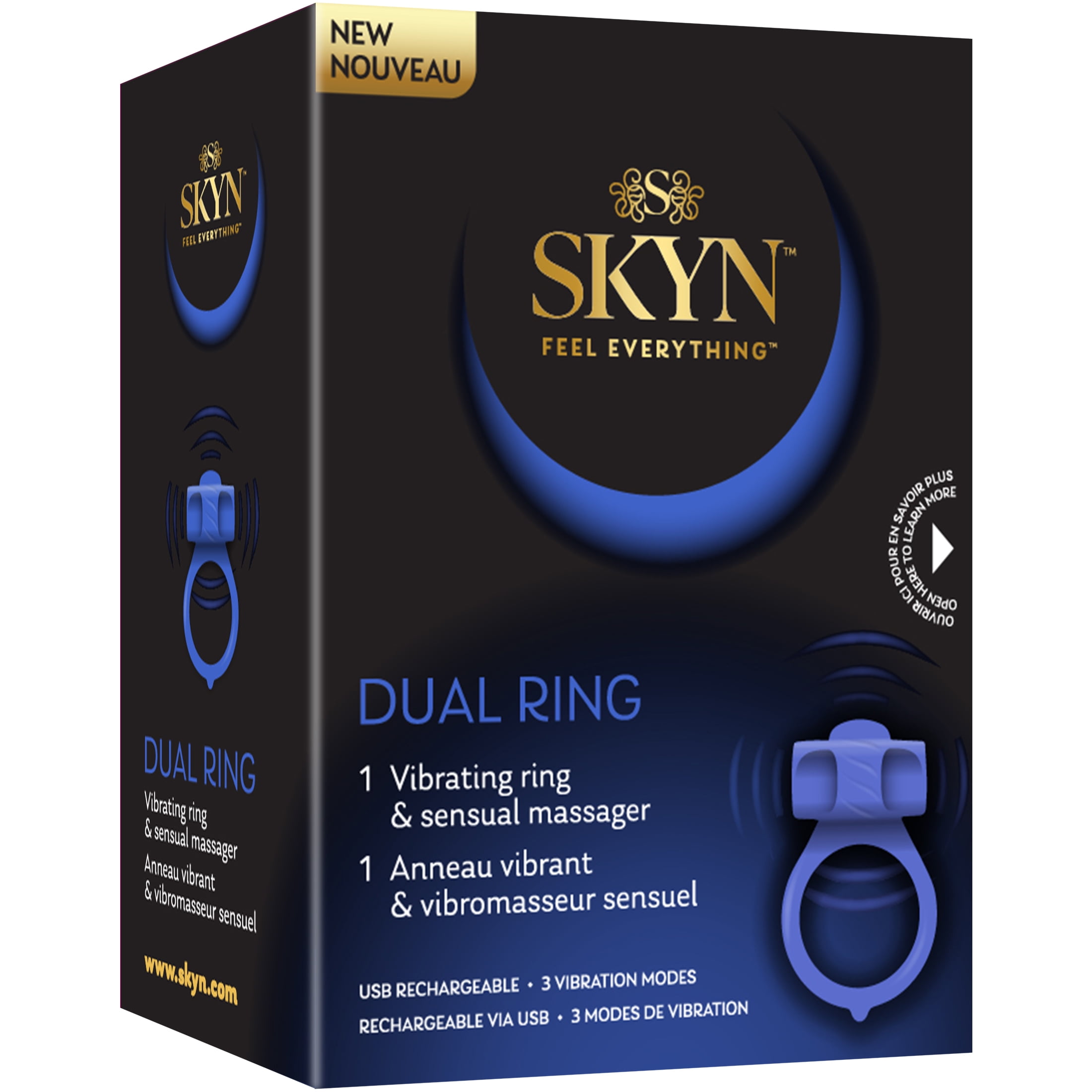 SKYN Dual Ring 1 Vibrating Ring and Sensual Massager, Purple