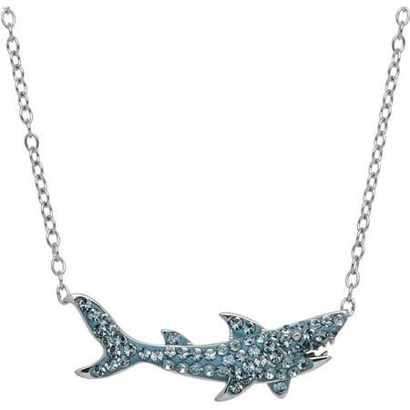 Luminesse Swarovski Element Sterling Silver Shark Necklace, 17