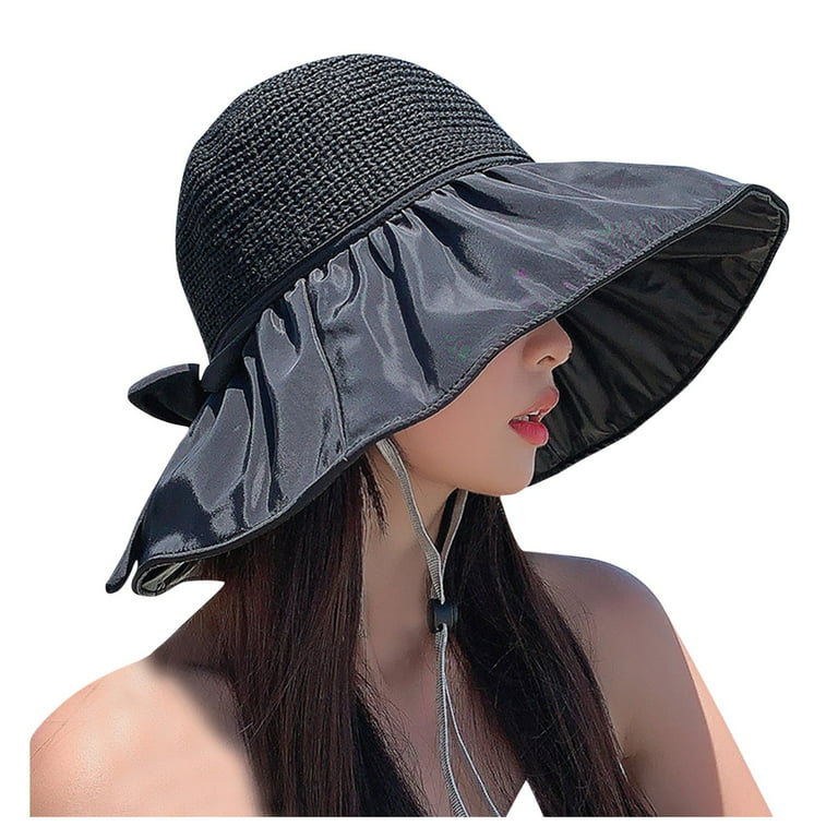 Simu Hats for Women Women's Sun Hat Coating Straw Outdoor Hat Sun Hats for Women Trendy Trendy Hats for Women 2024 Sun Hats for Beach Black One size