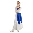 thumbnail image 2 of Zaldita Long Sleeve Praise Dance Dress for Girls Metallic Liturgical Worship Dance Costumes Asymmetrical Church Robe Tunic A Blue 10, 2 of 7