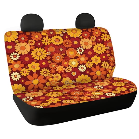 CHAQLIN Car Back Seat Covers for Auto Interior Automotive, Retro Warm Floral 2 Pack Car Rear Seat Protectors Protects Against Dog Hair Easy to Install