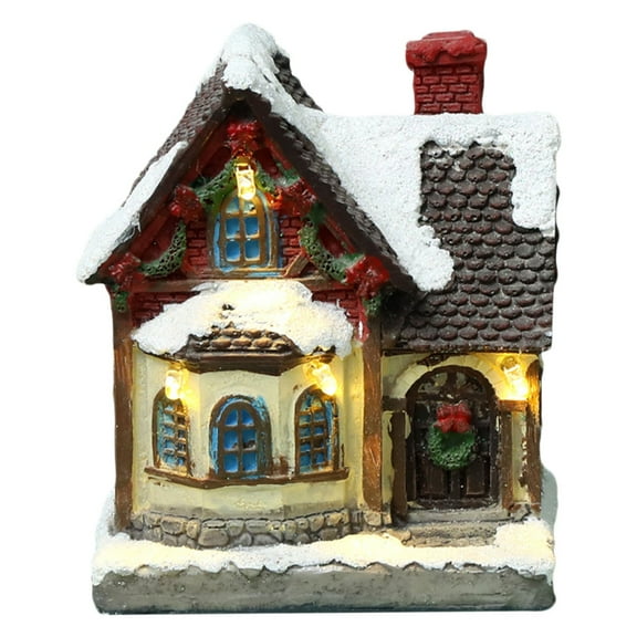 SUSHANG LED Lighted Christmas Village House - 4-Inch Exquisite Collectible Building with Multicolor Lights, Battery-Operated Winter Scene Decor for Holiday Displays (Batteries Not Included)