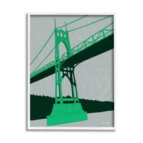 Stupell Industries Modern Floral Bridge Architecture Graphic Art White Framed Art Print Wall Art, Design by Shane Donahue
