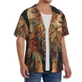 thumbnail image 2 of Fotbe Majestic Cosmic Lion Camisa Estampada de Manga Corta para Hombre, Casual de Verano, Estilo Playero, Sin Arrugas-Small, 2 of 5