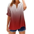 thumbnail image 2 of Xdegoge Short Sleeve Womens Tops Plus Size V Neck T Shirt Floral Printed Summer Tunic Tops Oversized Loose Fit Boho Blouses, 2 of 5