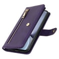 thumbnail image 4 of ELEHOLD Luxury Wallet Case for iPhone XR (6.1") Card Slots Zipper Purse Stand Function with Crossbody Strap Wrist Strap PU Leather Shockproof Case for iPhone XR,Purple, 4 of 7