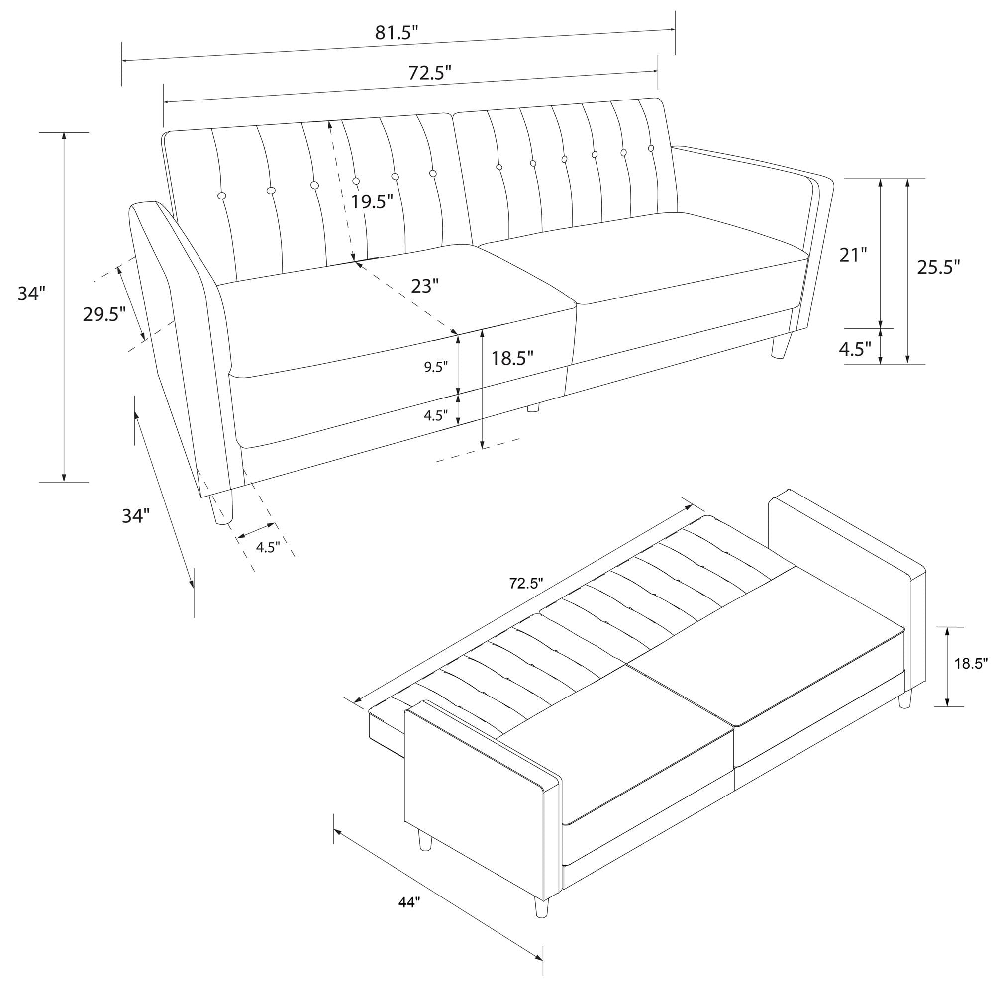 Free Shipping! DHP Pin Tufted Transitional Futon, Black Velvet  (图2)