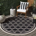 thumbnail image 3 of SAFAVIEH Courtyard Allison Oriental Indoor/Outdoor Area Rug, Black/Beige, 5'3" x 5'3" Round, 3 of 12