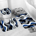 thumbnail image 3 of 4 Piece Blue and Black Striped Shower Curtain Set Grey and White Bathroom Set, 3 of 13