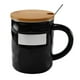 thumbnail image 4 of Paquete con 10 piezas de Taza de cerámica mate con tapa y cuchara negro 7 x 10.2, 4 of 6