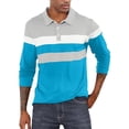 thumbnail image 1 of Cathalem Chemises de Golf pour Hommes Manches Longues Performance Imprimée Évacuant l'Humidité Polo, Bleu L, 1 of 5