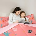 thumbnail image 4 of Homewish Cute Puppy Dogs 7-Piece Twin Bedding Sets,Colorful Dog Paws Bedding Comforter Set,Orange Blue Sheet Sets For Boys Girls,Breathable Home Decor Reversible, 4 of 8